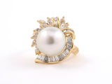 901880 - SOLD - Gold Diamond South Sea Pearl Cluster Ring