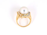 901880 - SOLD - Gold Diamond South Sea Pearl Cluster Ring