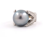 901882 - SOLD - Gold Diamond Tahitian Pearl X Shoulders Ring