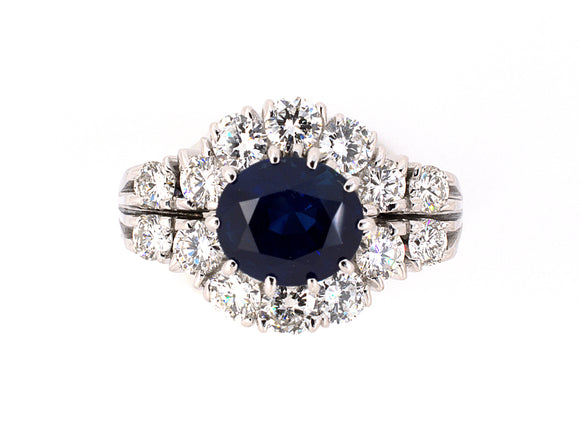 901887 - Swiss Gold AGL Thai Sapphire Diamond Cluster Ring