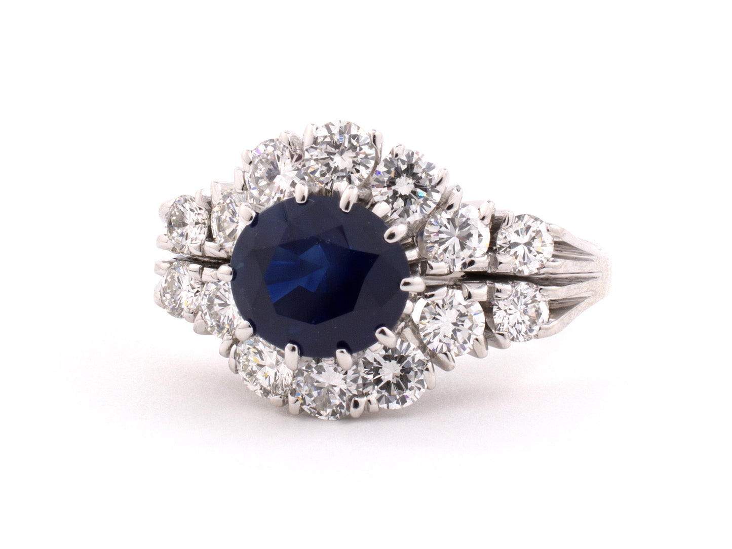 901887 - Swiss Gold AGL Thai Sapphire Diamond Cluster Ring