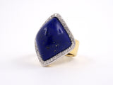 901888 - Gold Lapis Diamond Triangular Cluster Dinner Ring