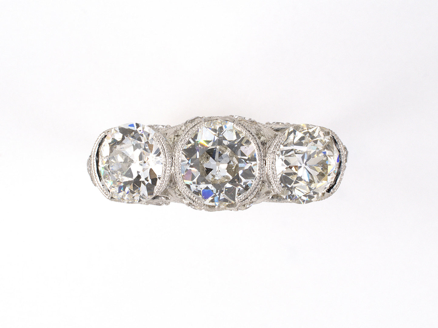 901891 - Art Deco Platinum Diamond 3-Stone Ring