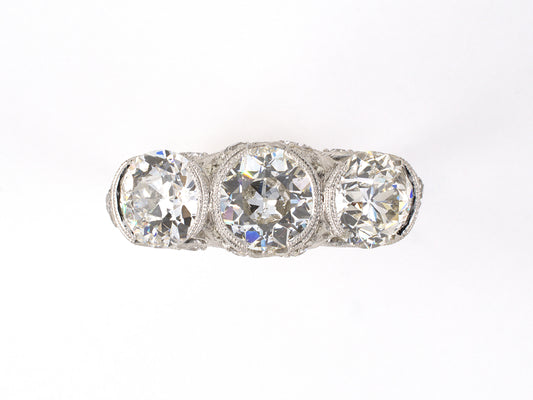 901891 - Art Deco Platinum Diamond 3-Stone Ring