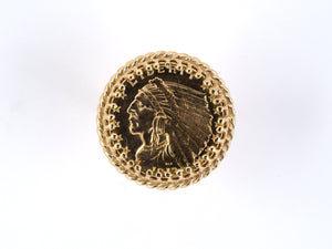 901894 - SOLD - Gold Scroll Design 1913 Indian Head $2.50 Ring