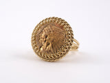 901894 - SOLD - Gold Scroll Design 1913 Indian Head $2.50 Ring