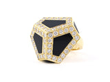 901895 - Gold Diamond Black Onyx Pentagon Shape Cocktail Ring