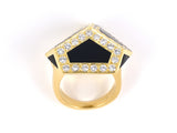 901895 - Gold Diamond Black Onyx Pentagon Shape Cocktail Ring