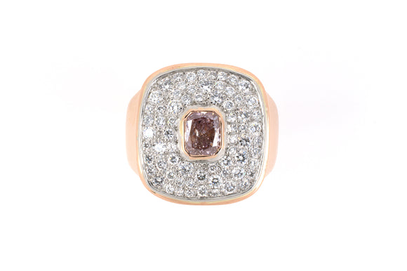 901903 - SOLD - Platinum Gold GIA Fancy Pink Diamond Cluster Ring