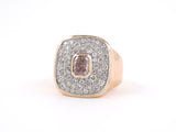 901903 - SOLD - Platinum Gold GIA Fancy Pink Diamond Cluster Ring