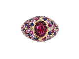 901904 - Zorab Gold Diamond Rubellite Sapphire Ruby Domed Cluster Ring