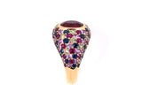 901904 - Zorab Gold Diamond Rubellite Sapphire Ruby Domed Cluster Ring