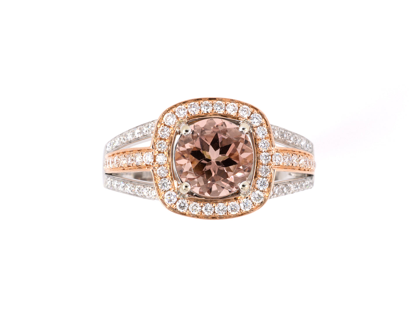 901906 - SOLD - Frederic Sage Gold Morganite Diamond Cluster Ring