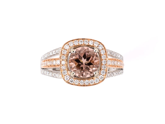901906 - SOLD - Frederic Sage Gold Morganite Diamond Cluster Ring