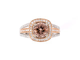 901906 - Frederic Sage Gold Morganite Diamond Cluster Ring