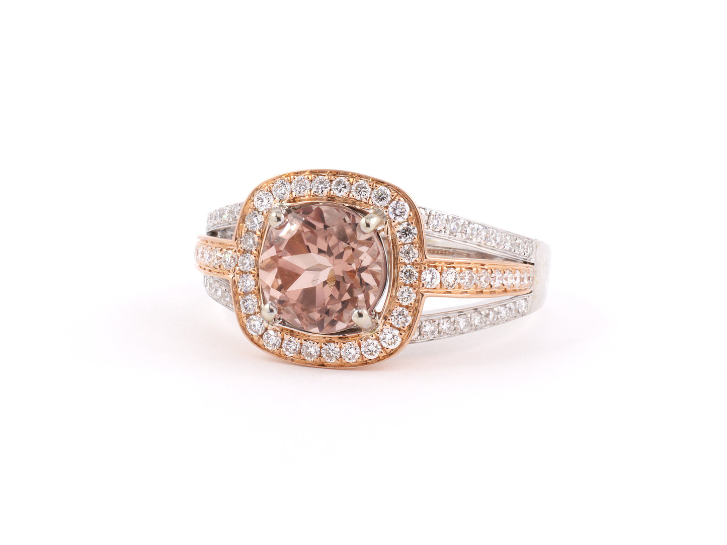 901906 - SOLD - Frederic Sage Gold Morganite Diamond Cluster Ring