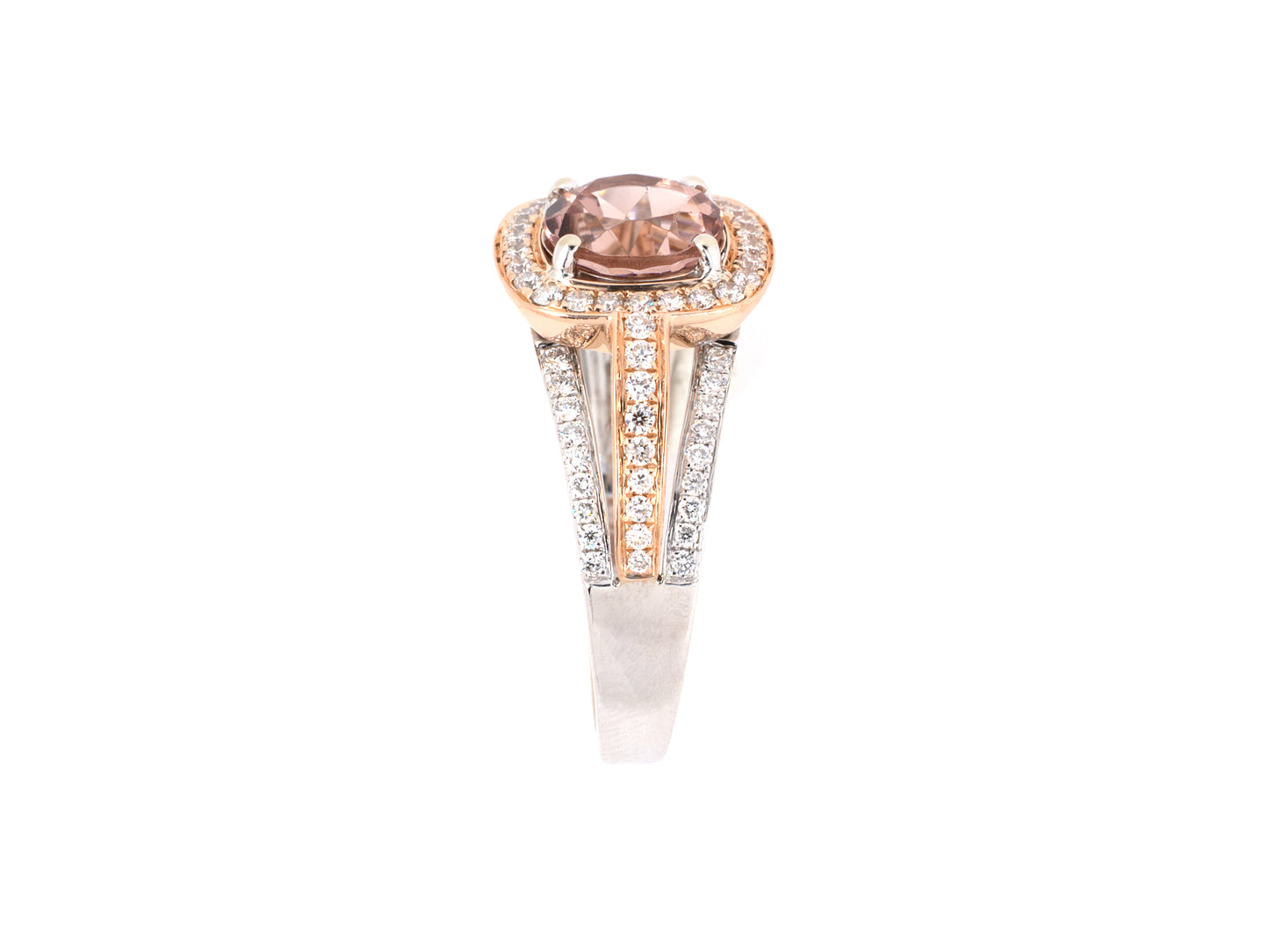 901906 - SOLD - Frederic Sage Gold Morganite Diamond Cluster Ring