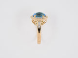 901907 - SOLD - Gold Blue Topaz Diamond Cluster Ring