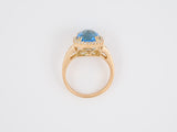 901907 - SOLD - Gold Blue Topaz Diamond Cluster Ring