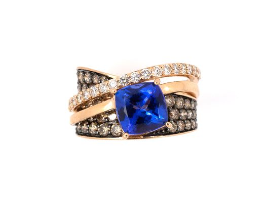 901911 - SOLD - Le Vian Gold Tanzanite Diamond Criss Cross Ring
