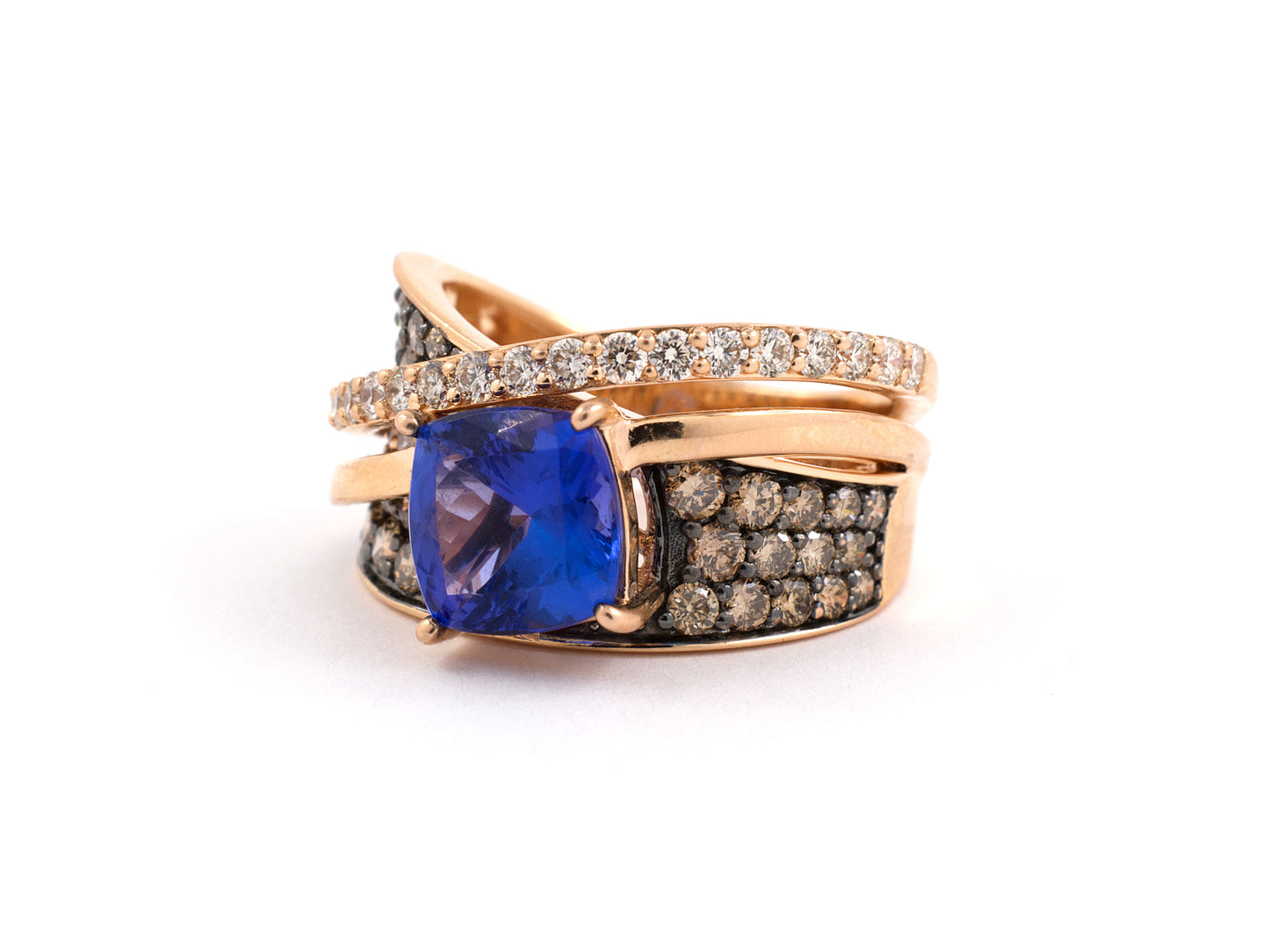 901911 - SOLD - Le Vian Gold Tanzanite Diamond Criss Cross Ring