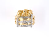 901914 - Gold Diamond Carved Horses In Corral Ring