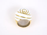 901917 - SOLD - Circa 1990 A Clunn Gold White Enamel Tiered Swirl Ring