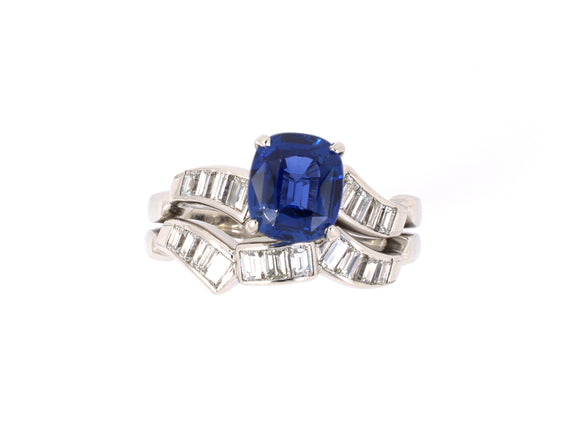 901919 - Platinum AGL Burma Sapphire Diamond Engagement Style Ring