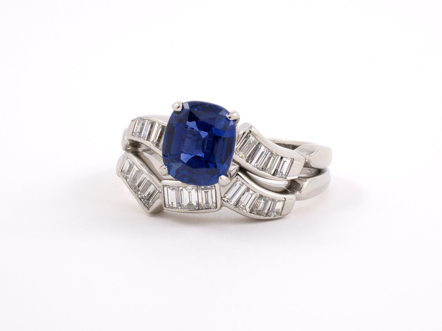 901919 - Platinum AGL Burma Sapphire Diamond Engagement Style Ring