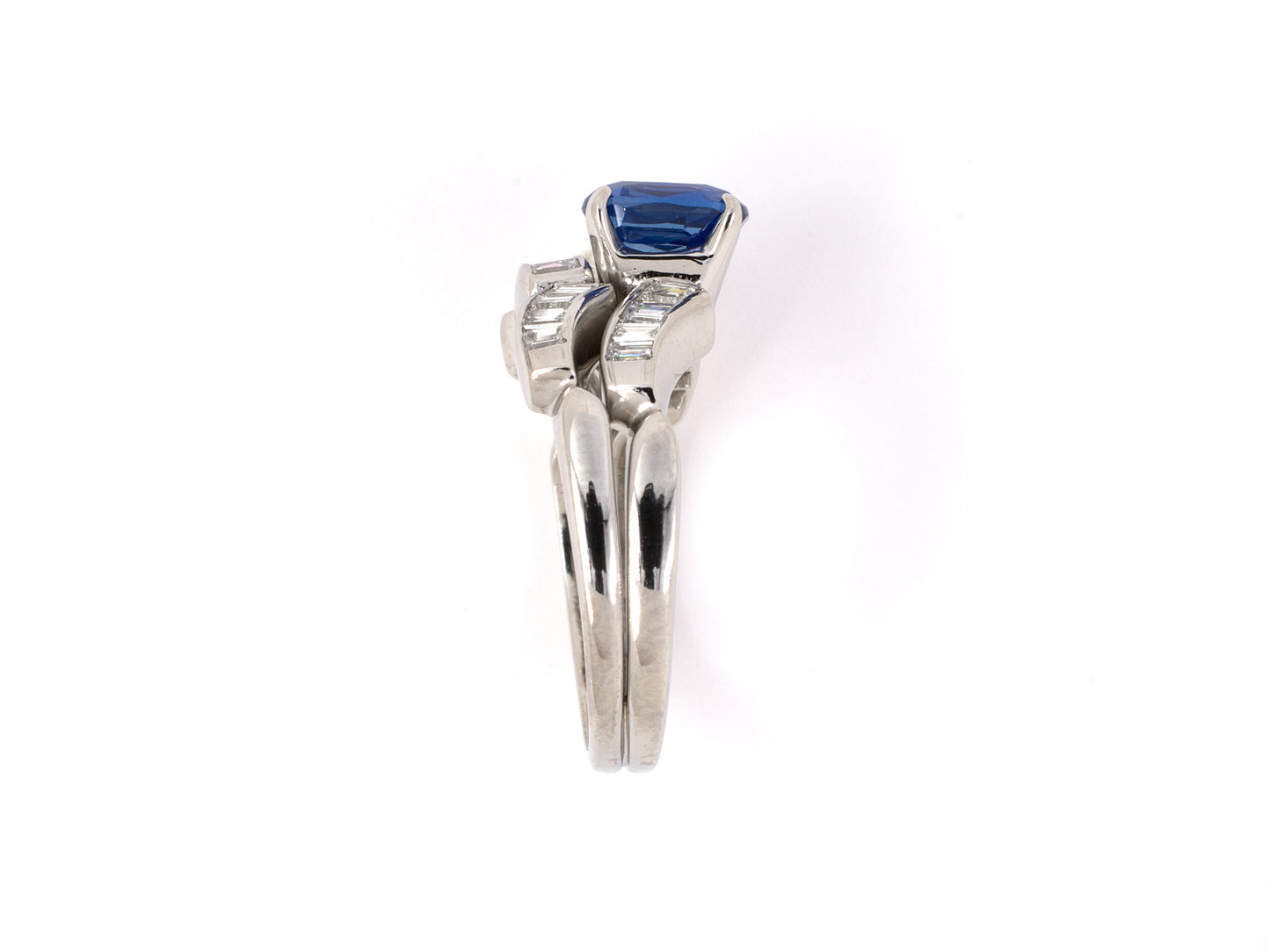 901919 - Platinum AGL Burma Sapphire Diamond Engagement Style Ring