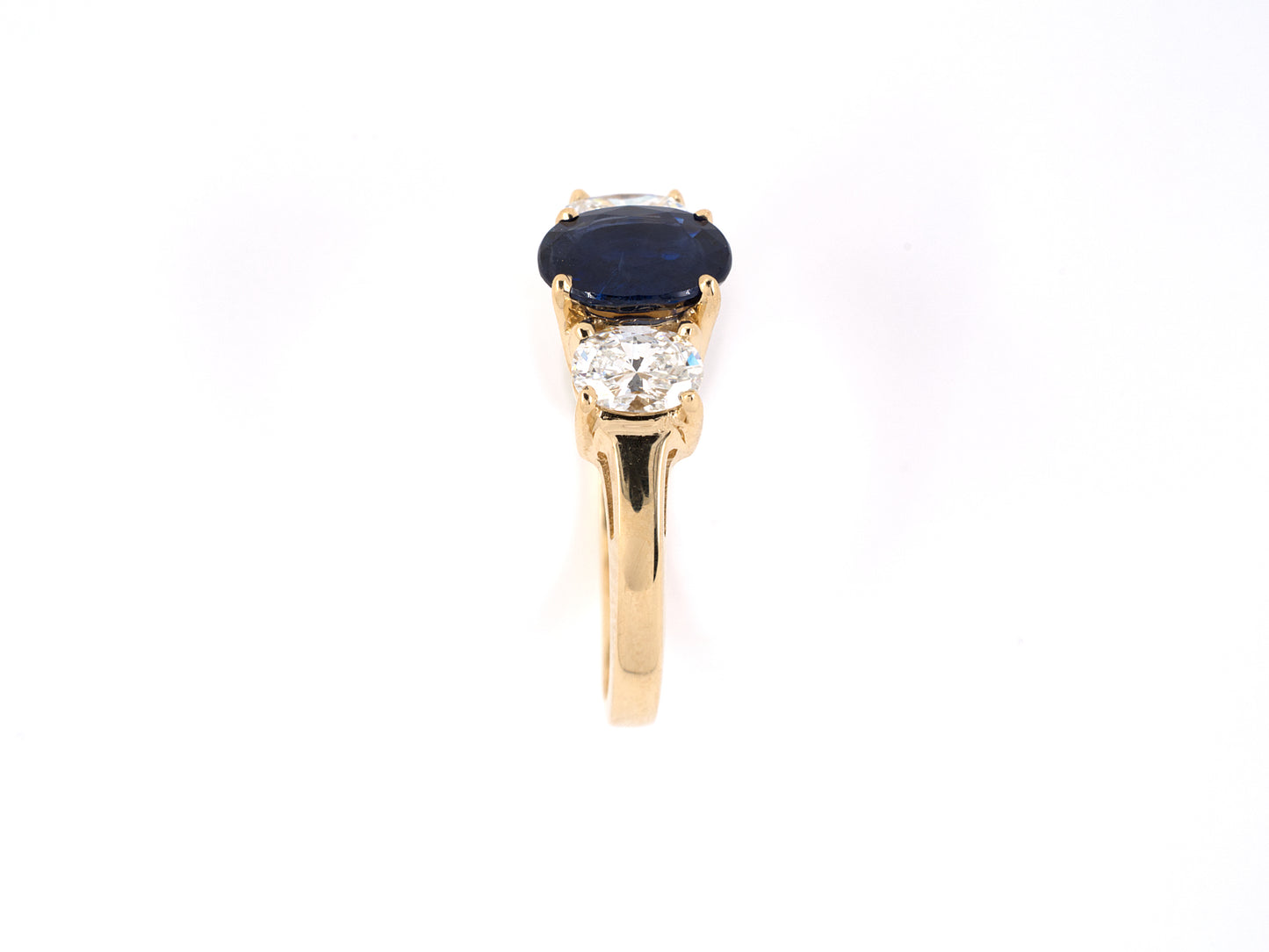 901920 - SOLD - Gold Sapphire Diamond 3-Stone Ring