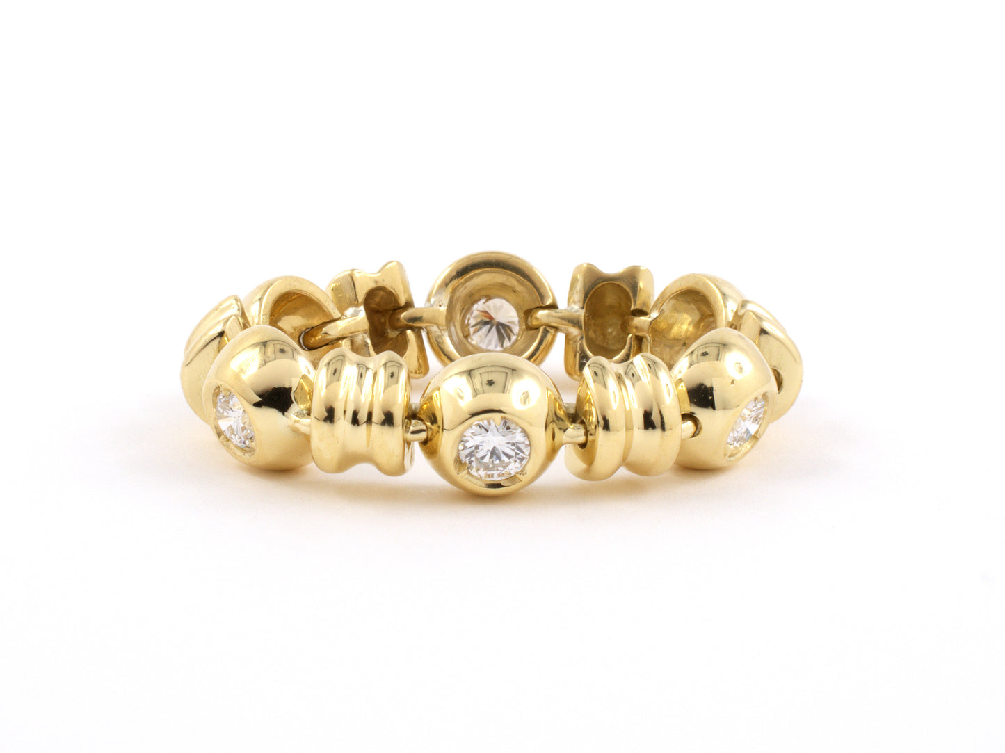 901922 - SOLD - Gold Diamond Flexible Link Eternity Wedding-Band Ring