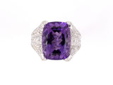 901928 - SOLD - Italy Gold Amethyst Diamond Cocktail Dinner Ring