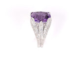 901928 - SOLD - Italy Gold Amethyst Diamond Cocktail Dinner Ring