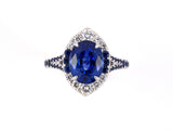 901930 - Danhier Gold AGL Sapphire Diamond Oval Cluster Engagement Ring