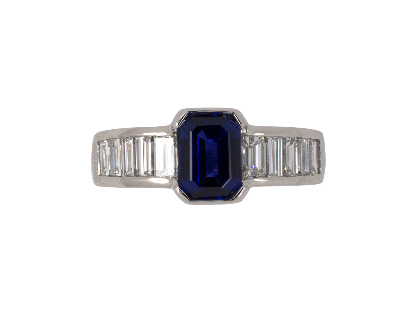 901931 - SOLD - Platinum Sapphire Diamond Engagement Wedding-Band Ring