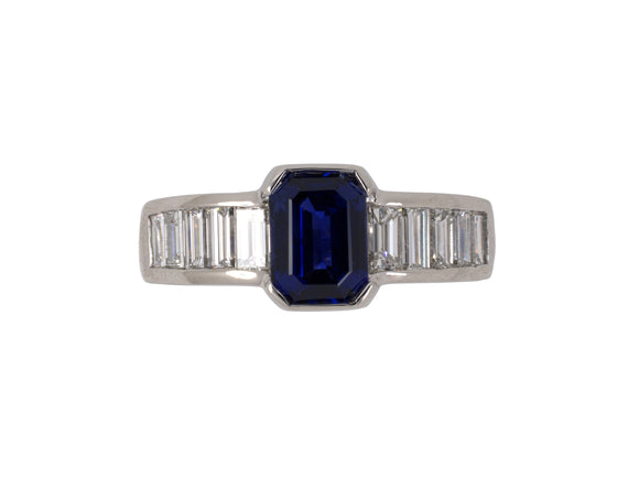 901931 - Platinum Sapphire Diamond Engagement Wedding-Band Ring