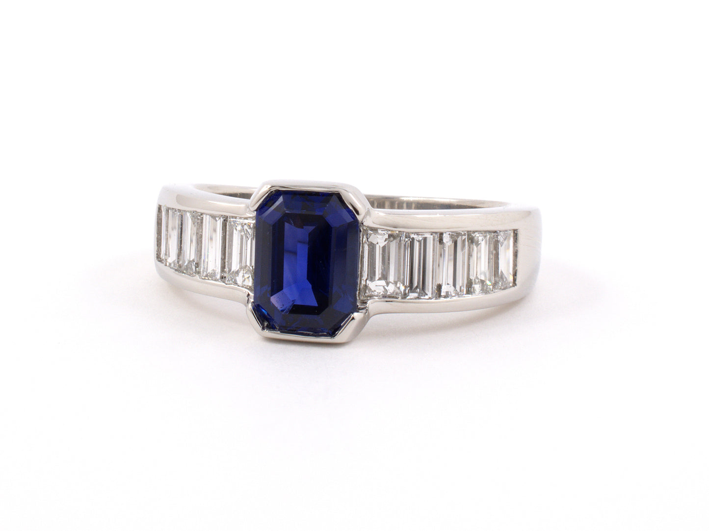 901931 - SOLD - Platinum Sapphire Diamond Engagement Wedding-Band Ring