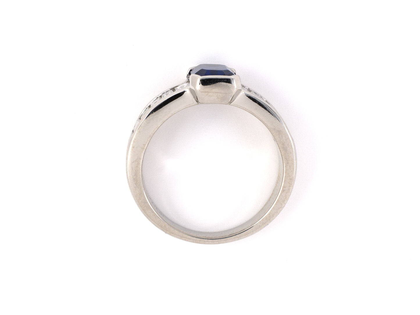 901931 - SOLD - Platinum Sapphire Diamond Engagement Wedding-Band Ring