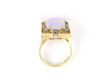 901932 - SOLD - Platinum Gold Lavender Jadeite Diamond Rectangular Heart Scroll Work Ring