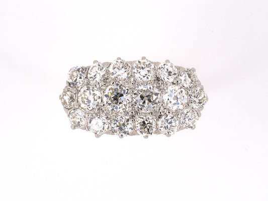 901933 - SOLD - Victorian Platinum Gold Diamond 3 Row Princess Cluster Ring