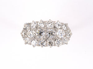 901933 - Victorian Platinum Gold Diamond 3 Row Princess Cluster Ring