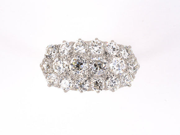 901933 - Victorian Platinum Gold Diamond 3 Row Princess Cluster Ring