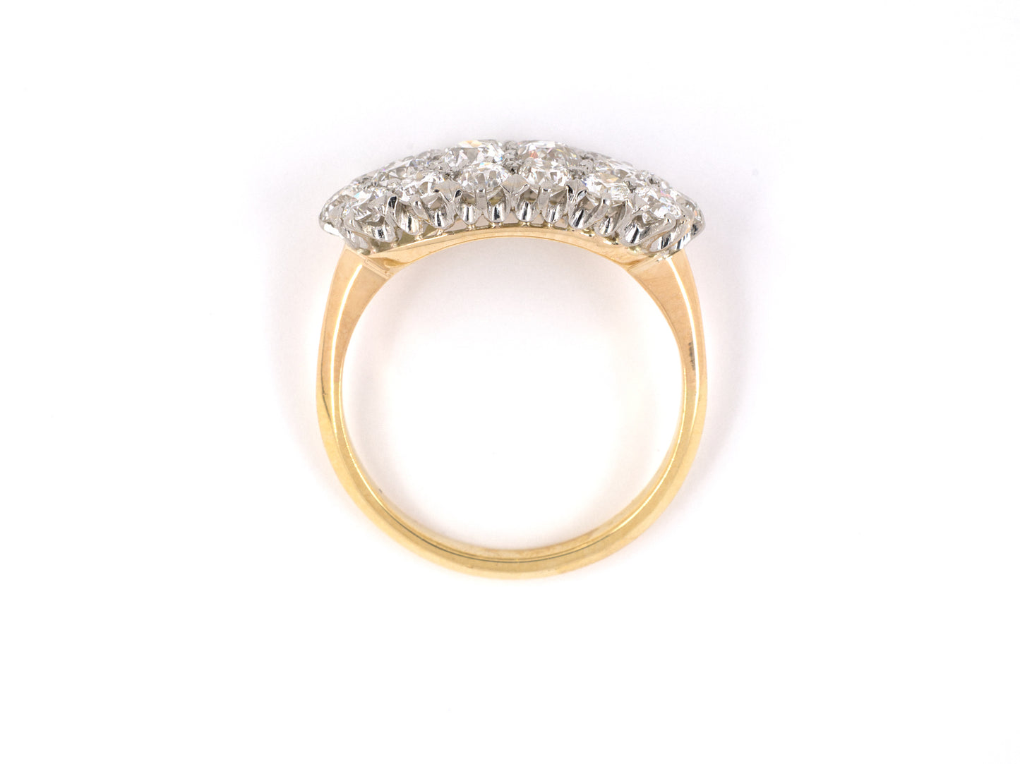901933 - SOLD - Victorian Platinum Gold Diamond 3 Row Princess Cluster Ring