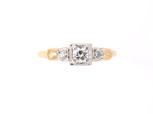 901936 - SOLD - Circa 1950s Gold Diamond Box Set Engagement Ring
