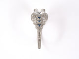 901943 - SOLD - Platinum GIA Diamond Calibre Sapphire Art Deco-Style Repro Engagement Ring