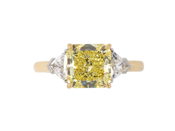 901946 - Gold Platinum GIA Diamond Fancy Yellow 3-Stone Engagement Ring