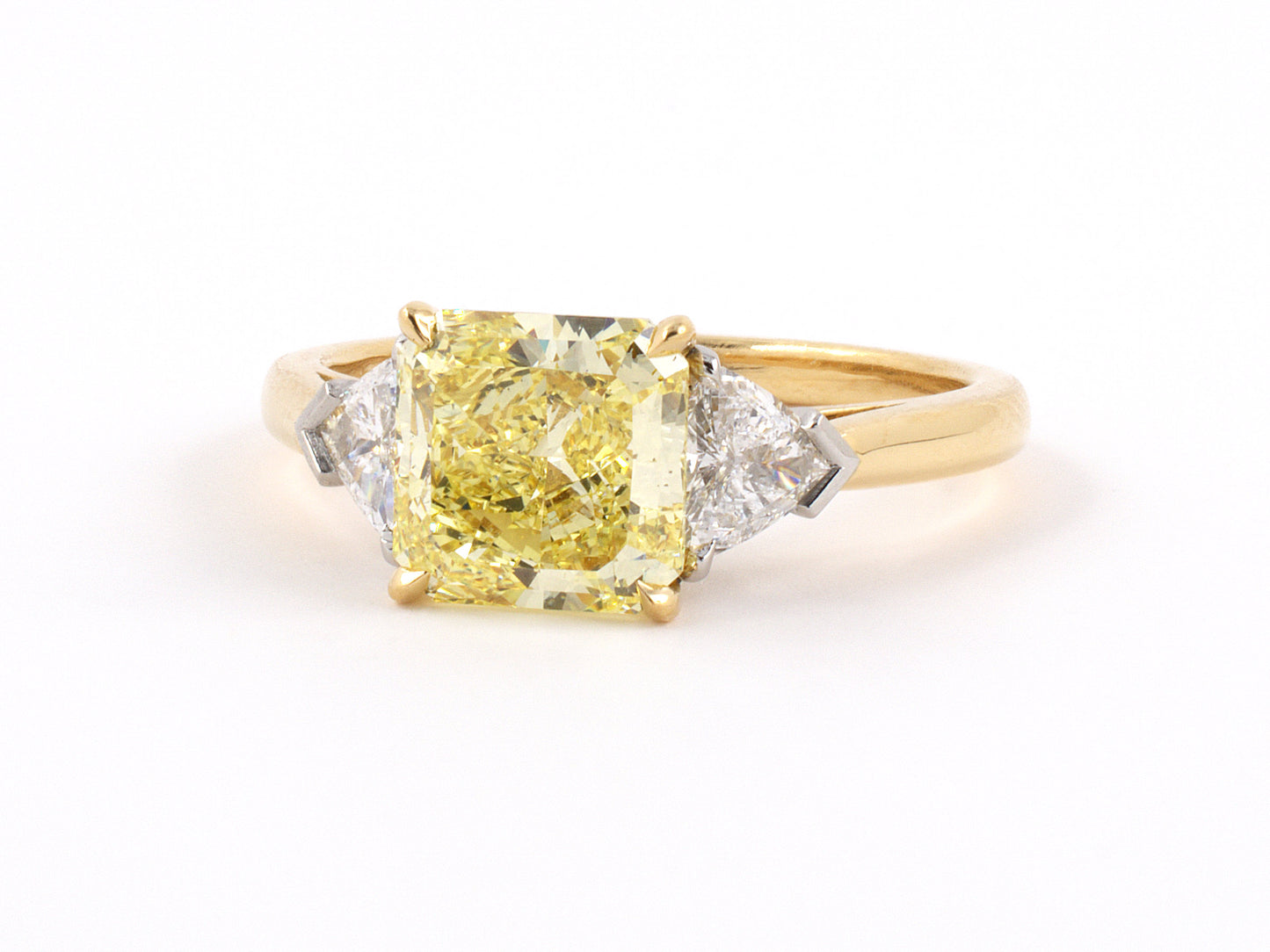901946 - Gold Platinum GIA Diamond Fancy Yellow 3-Stone Engagement Ring