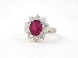 901951 - Platinum AGL Burma Ruby Diamond Cluster Ring