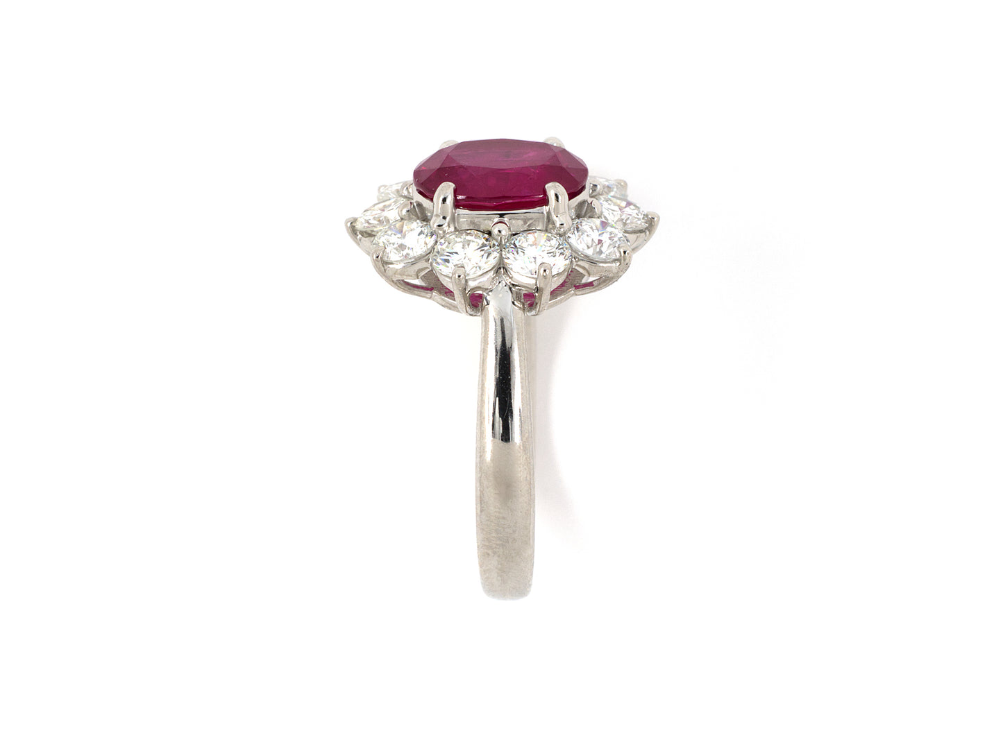 901951 - Platinum AGL Burma Ruby Diamond Cluster Ring